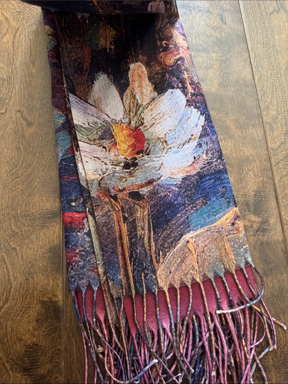 Hand-Painted Style Multicolor Floral Scarf - Picture 5 of 5